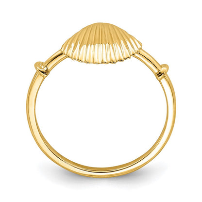 14K Gelbgold Ring mit poliertem Muschel-Design