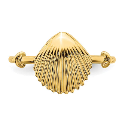 14K Gelbgold Ring mit poliertem Muschel-Design