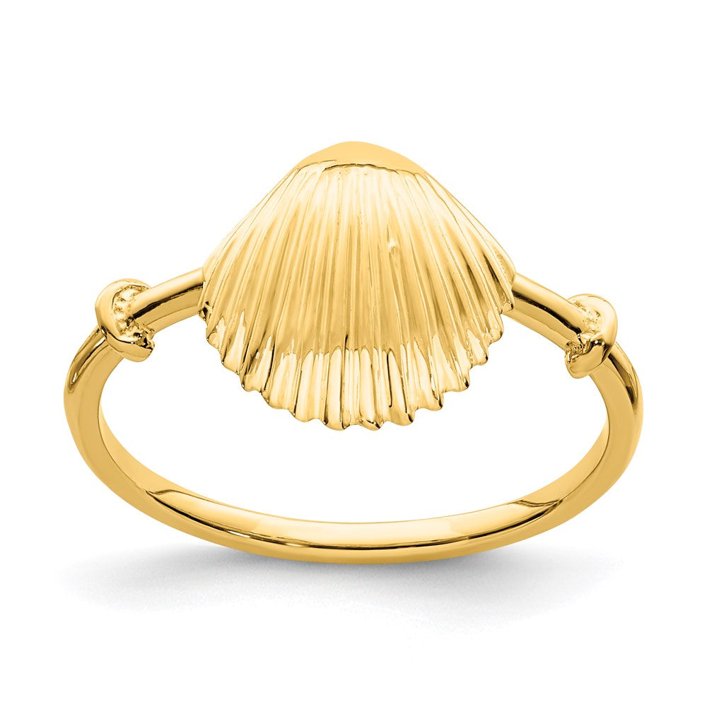 14K Gelbgold Ring mit poliertem Muschel-Design