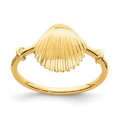 14K Gelbgold Ring mit poliertem Muschel-Design