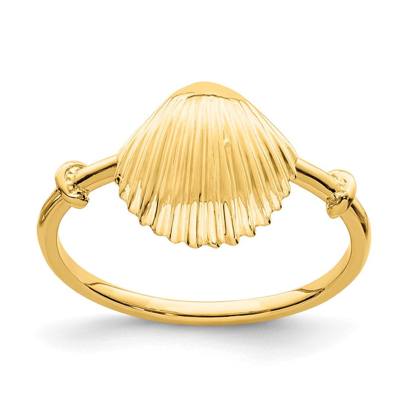 14K Gelbgold Ring mit poliertem Muschel-Design