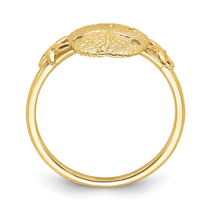 14K Gelbgold polierter Sanddollar-Ring