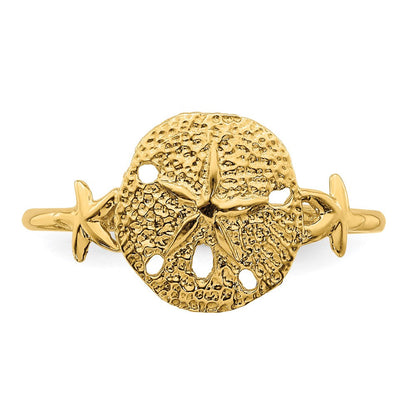 14K Gelbgold polierter Sanddollar-Ring