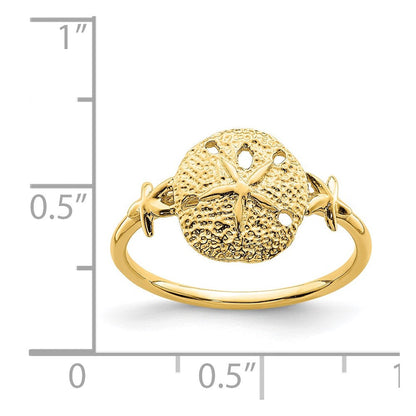 14K Gelbgold polierter Sanddollar-Ring