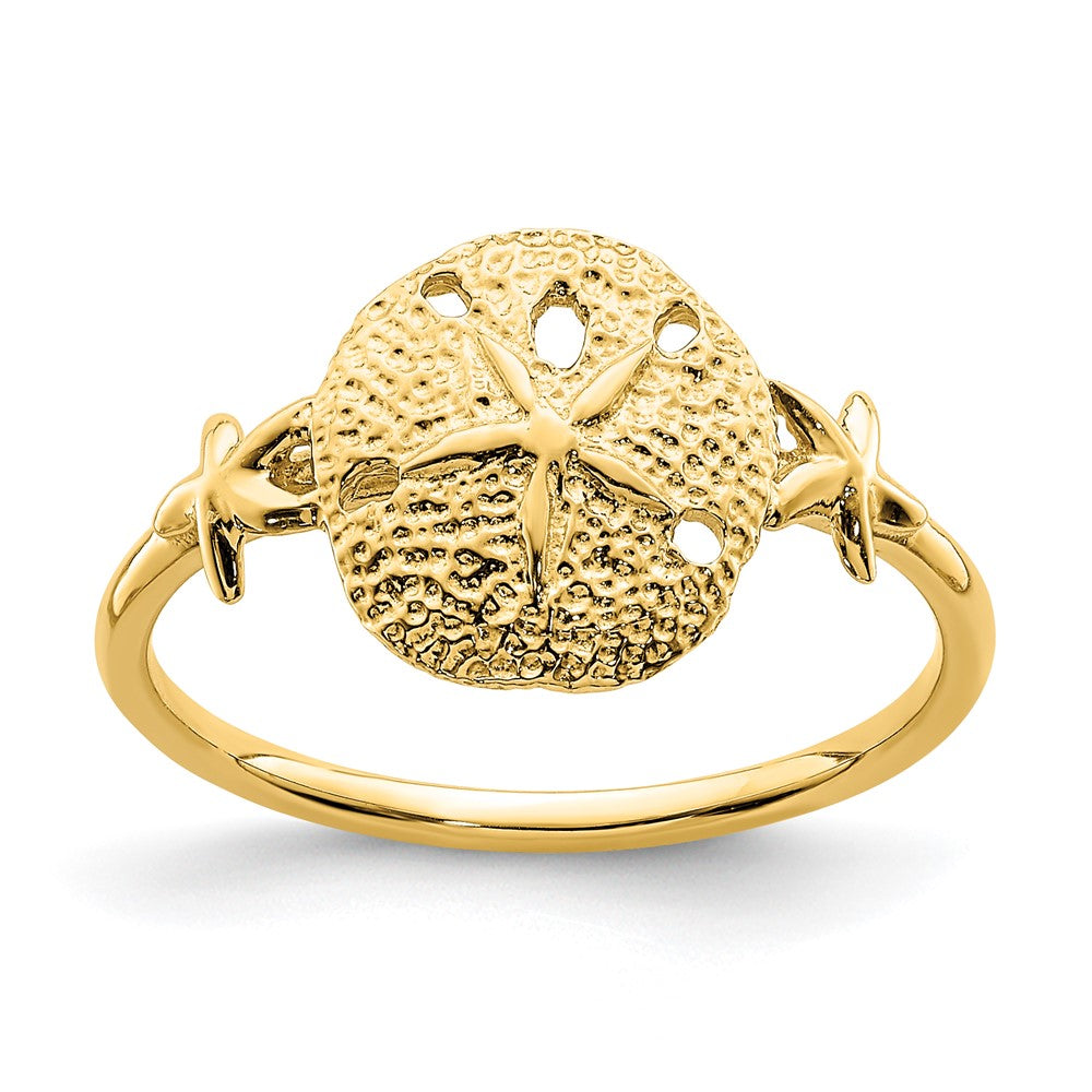 14K Gelbgold polierter Sanddollar-Ring
