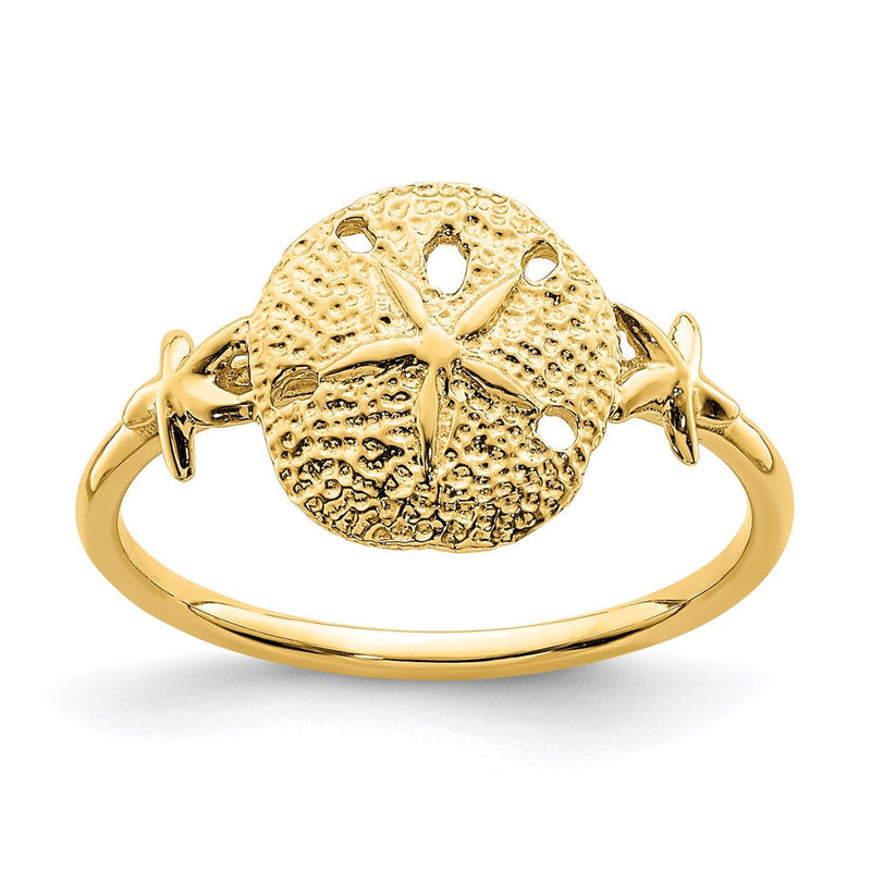 14K Gelbgold polierter Sanddollar-Ring