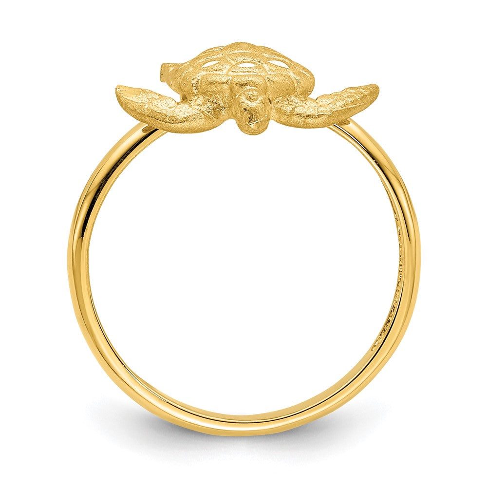 14K Gelbgold Ring mit gebürsteter und polierter diamantierter Schildkröte