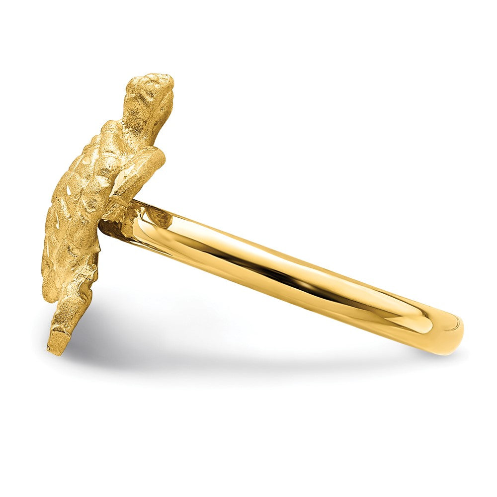 14K Gelbgold Ring mit gebürsteter und polierter diamantierter Schildkröte