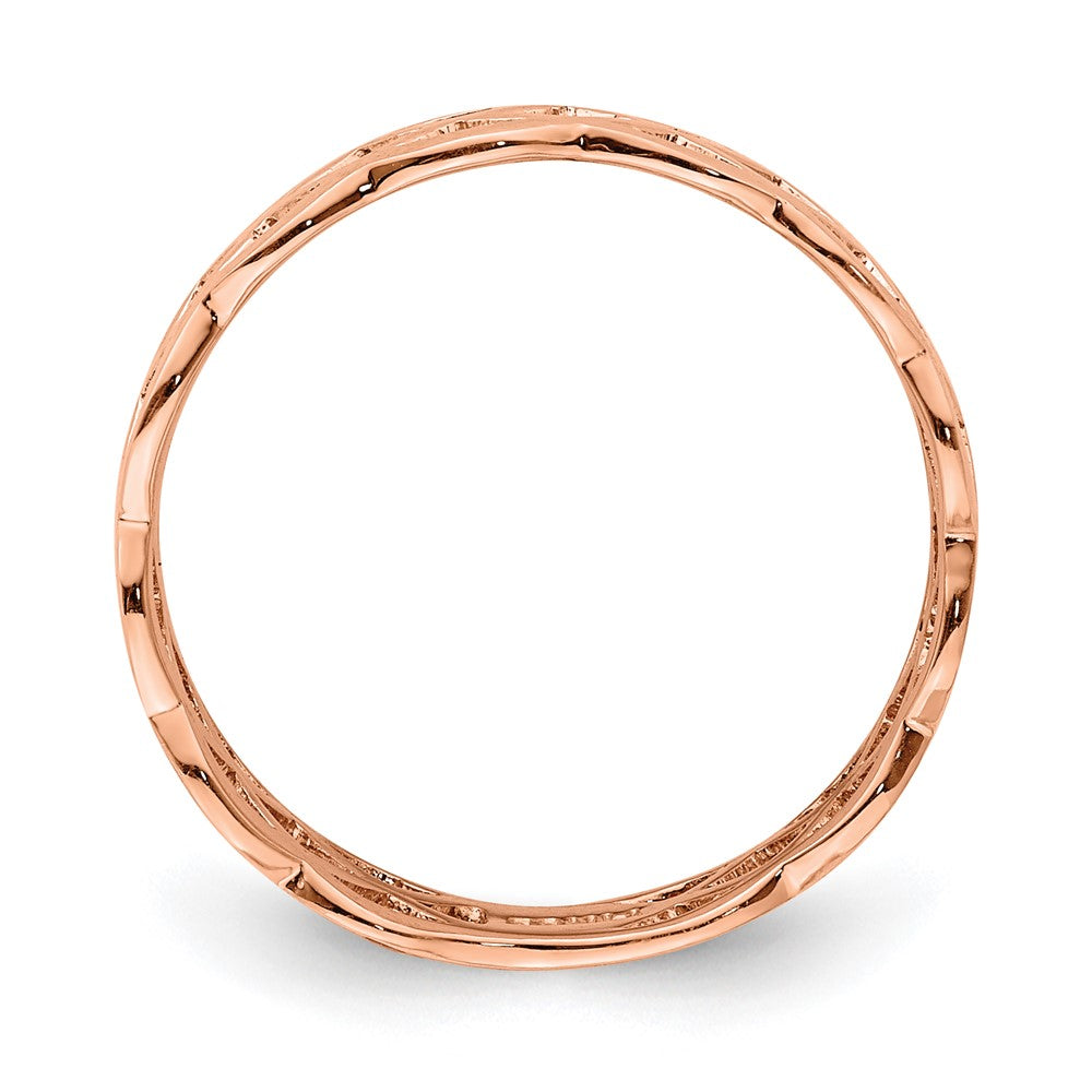 14K Roségold Polierter Ring mit Flechtdesign