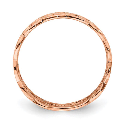 14K Roségold Polierter Ring mit Flechtdesign