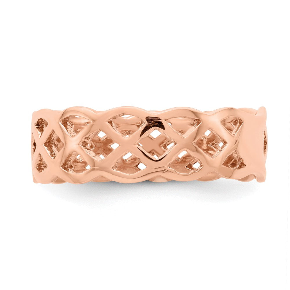 14K Roségold Polierter Ring mit Flechtdesign