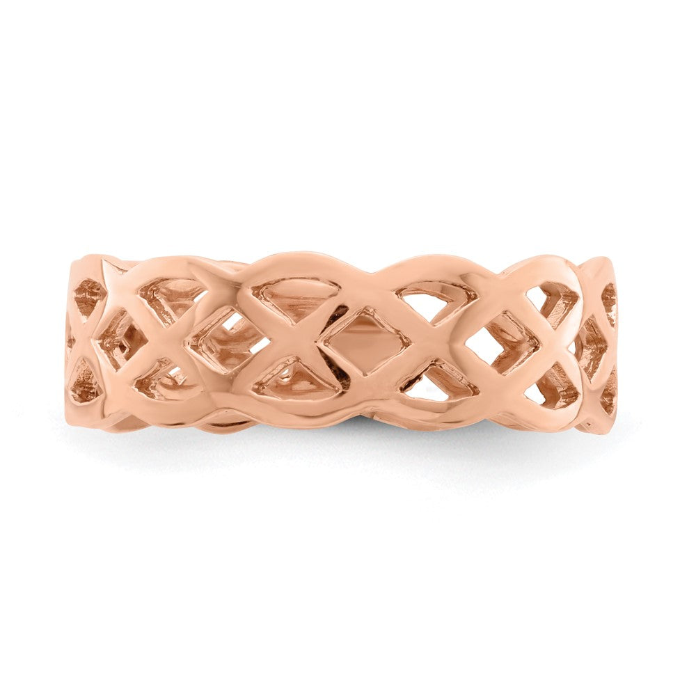 14K Roségold Polierter Ring mit Flechtdesign
