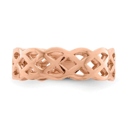 14K Roségold Polierter Ring mit Flechtdesign