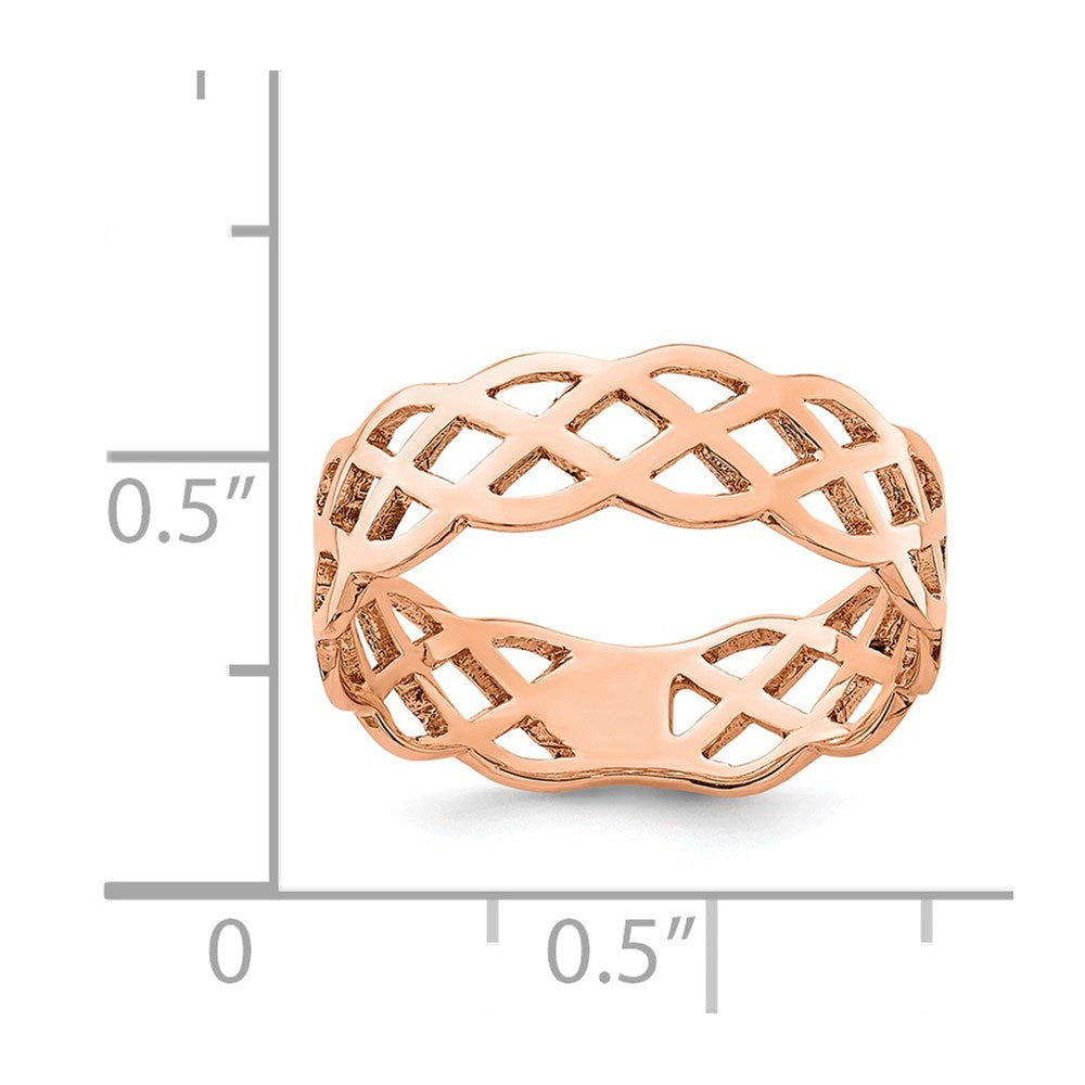 14K Roségold Polierter Ring mit Flechtdesign