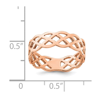 14K Roségold Polierter Ring mit Flechtdesign