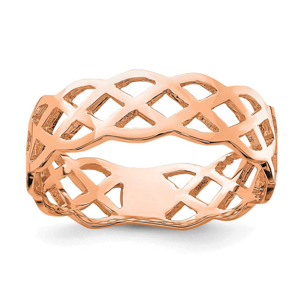 14K Roségold Polierter Ring mit Flechtdesign