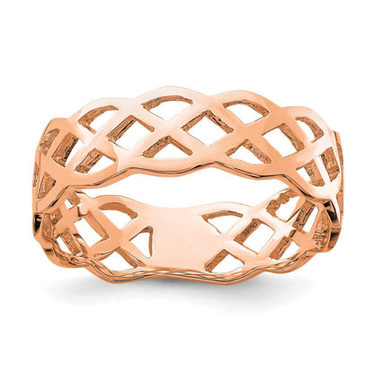 14K Roségold Polierter Ring mit Flechtdesign