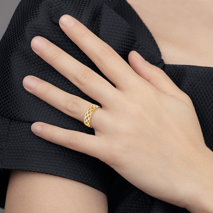 14K Gelbgold poliert Ring mit Flechtdesign