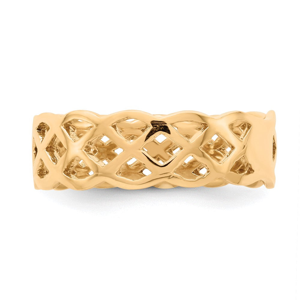 14K Gelbgold poliert Ring mit Flechtdesign