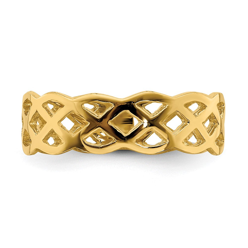 14K Gelbgold poliert Ring mit Flechtdesign