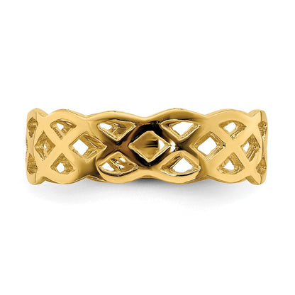 14K Gelbgold poliert Ring mit Flechtdesign