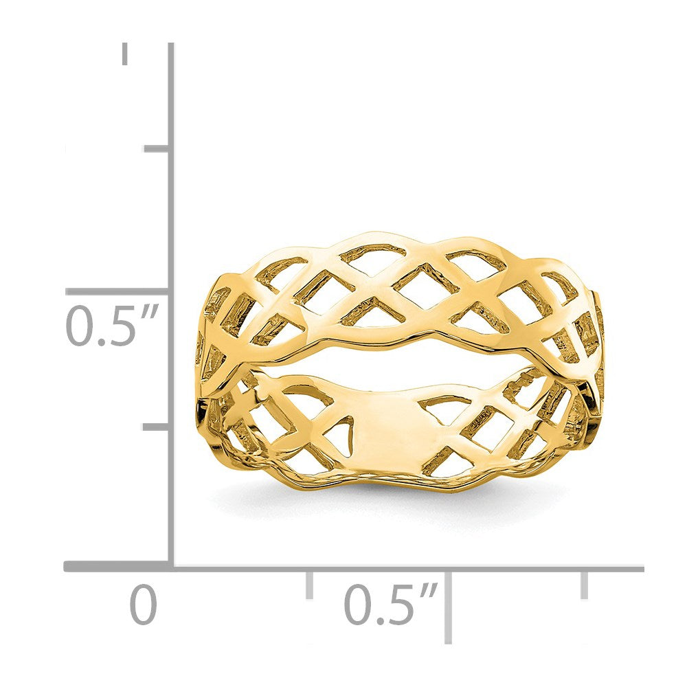 14K Gelbgold poliert Ring mit Flechtdesign