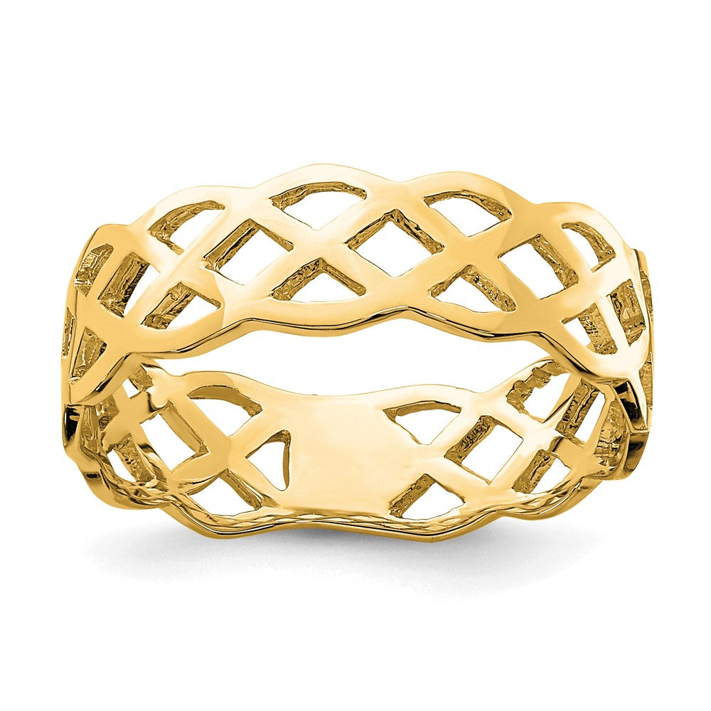14K Gelbgold poliert Ring mit Flechtdesign