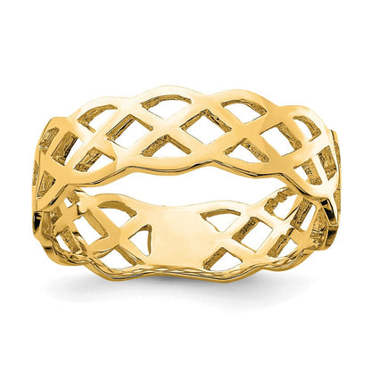 14K Gelbgold poliert Ring mit Flechtdesign