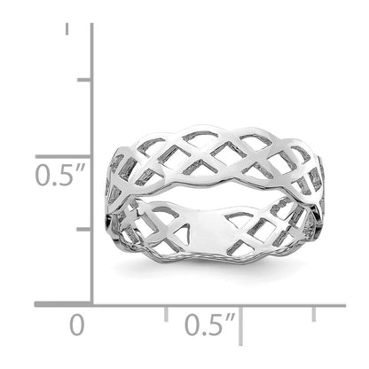 Ring aus 14K Weißgold, poliert, mit Flechtdesign