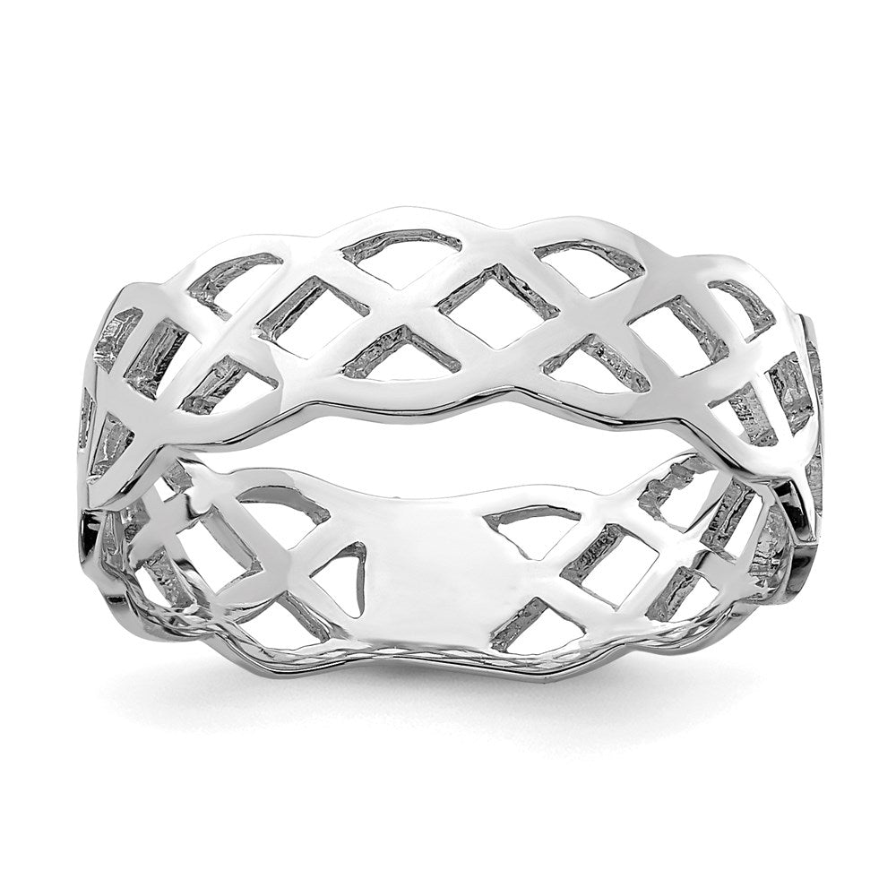 Ring aus 14K Weißgold, poliert, mit Flechtdesign