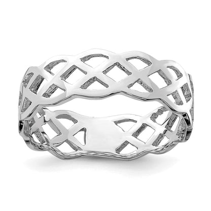 Ring aus 14K Weißgold, poliert, mit Flechtdesign