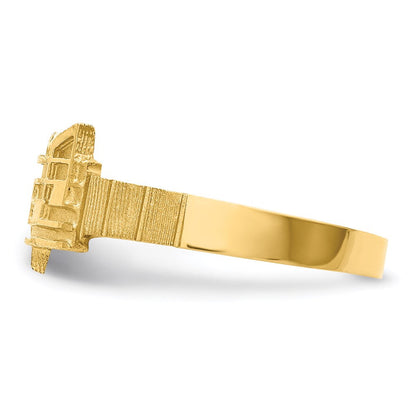 14K Gelbgold polierter & gebürsteter Ring mit Musiknoten