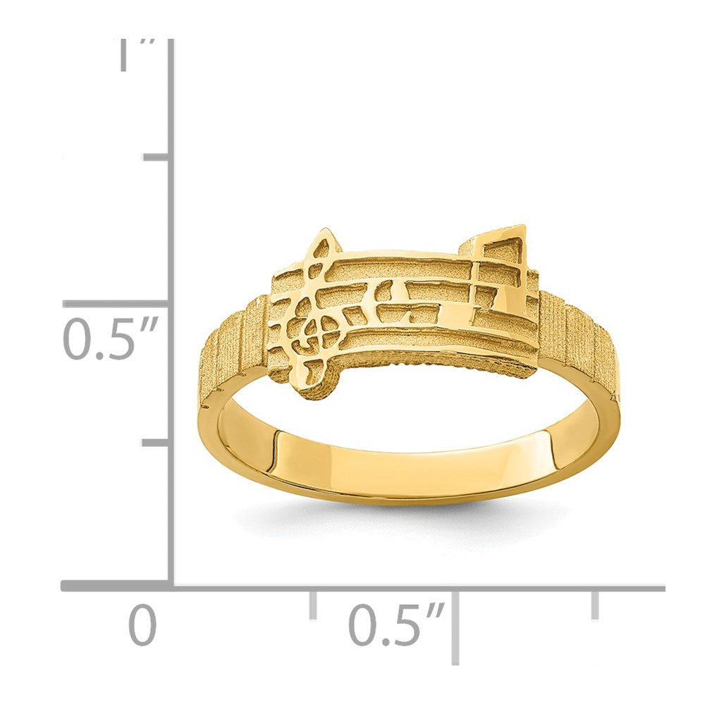 14K Gelbgold polierter & gebürsteter Ring mit Musiknoten