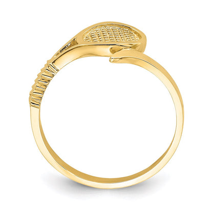 14K Gelbgold Poliert Tennisschläger-Ring
