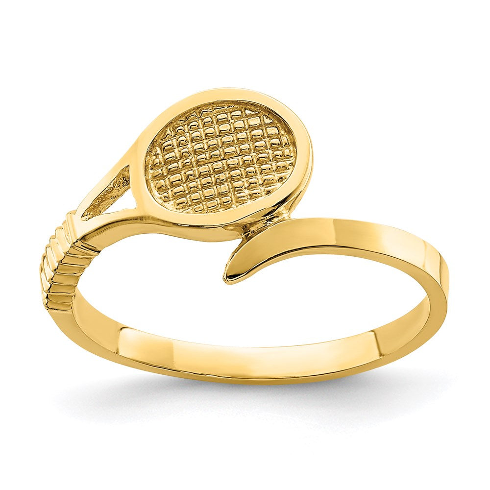 14K Gelbgold Poliert Tennisschläger-Ring