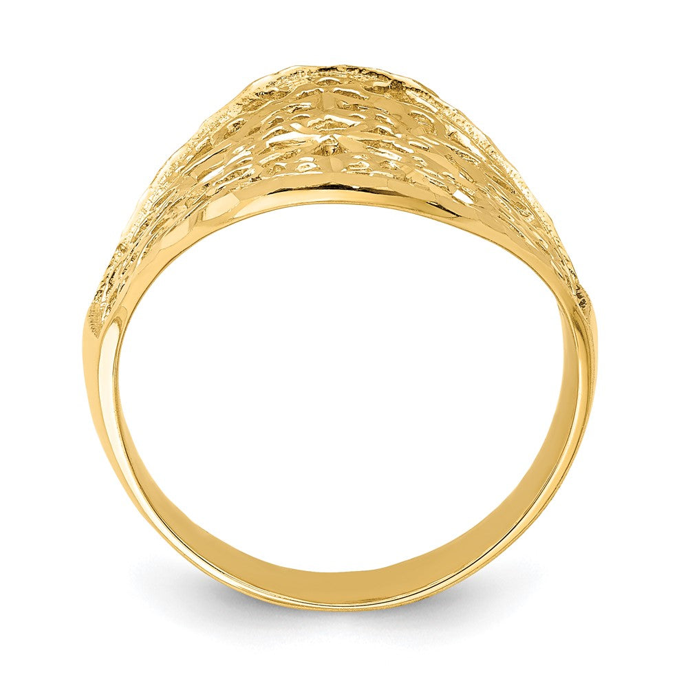 14K Gelbgold Ring mit poliertem Filigranmuster
