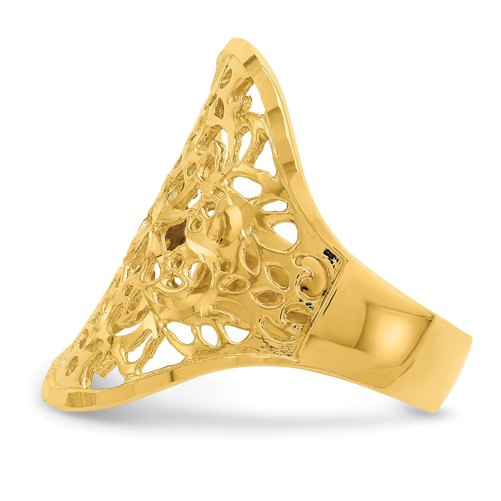 14K Gelbgold Ring mit poliertem Filigranmuster