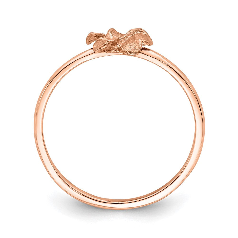 14K Roségold gebürsteter & polierter Diamant-Cut Plumeria-Ring