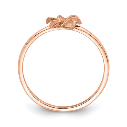 14K Roségold gebürsteter & polierter Diamant-Cut Plumeria-Ring