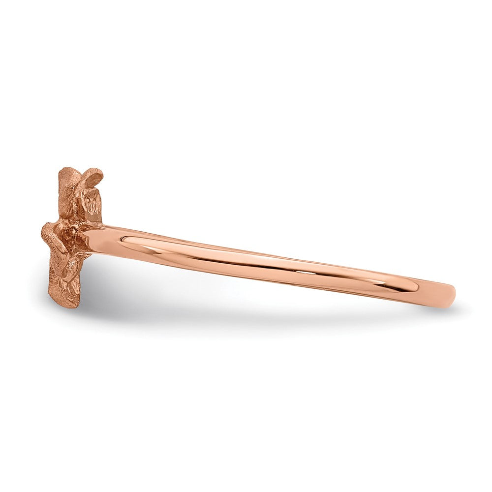 14K Roségold gebürsteter & polierter Diamant-Cut Plumeria-Ring