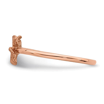 14K Roségold gebürsteter & polierter Diamant-Cut Plumeria-Ring