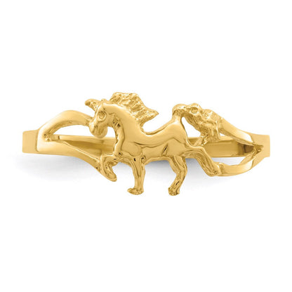 14K Gelbgold Polierter Einhorn-Ring