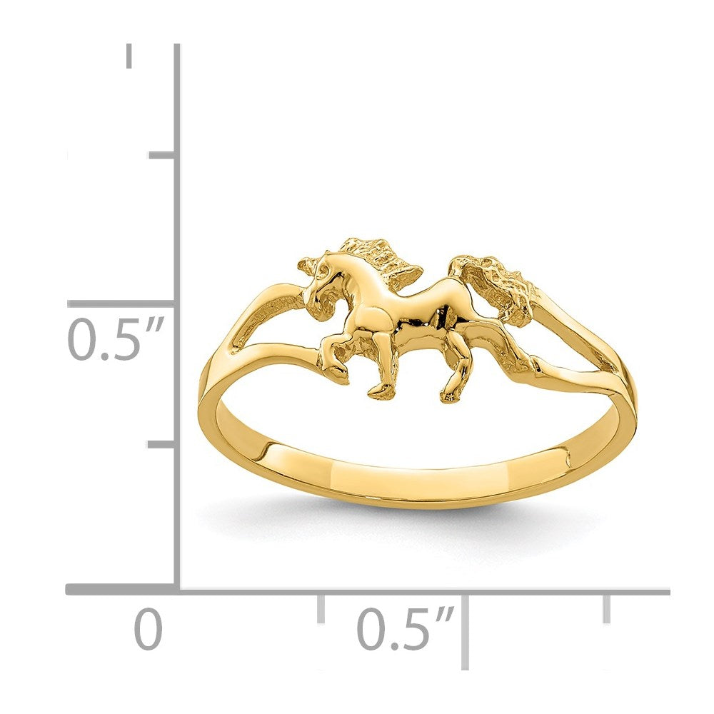 14K Gelbgold Polierter Einhorn-Ring