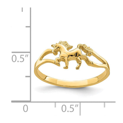 14K Gelbgold Polierter Einhorn-Ring