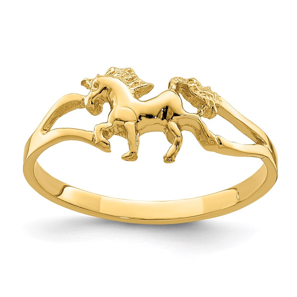 14K Gelbgold Polierter Einhorn-Ring