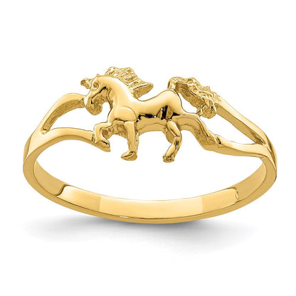 14K Gelbgold Polierter Einhorn-Ring