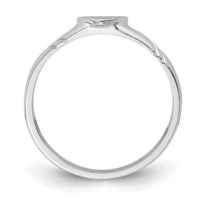 14K Weißgold Kinderring mit Herzmotiv, poliert