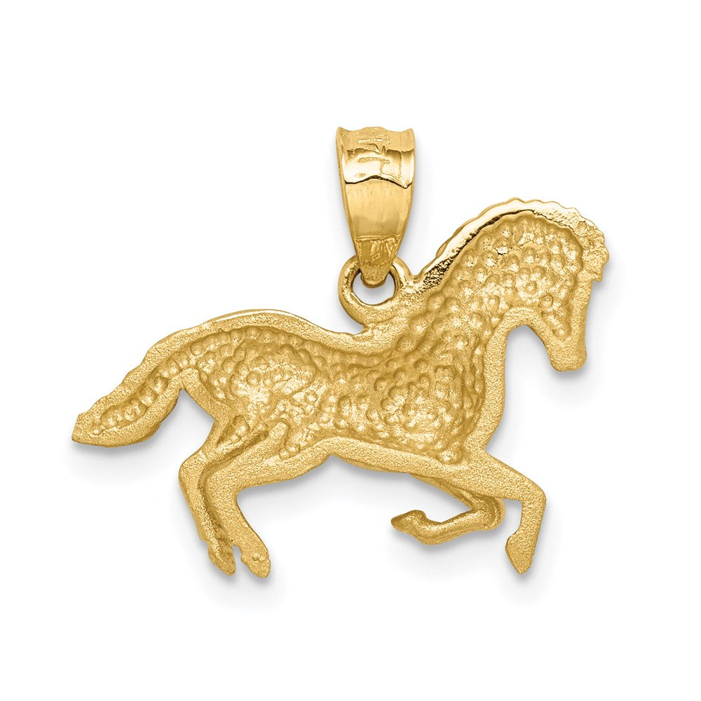 14K Gelbgold Anhänger "Pferd" gebürstet und diamantiert