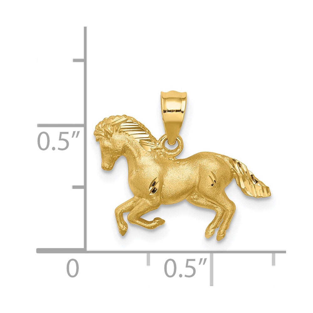 14K Gelbgold Anhänger "Pferd" gebürstet und diamantiert