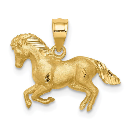 14K Gelbgold Anhänger "Pferd" gebürstet und diamantiert